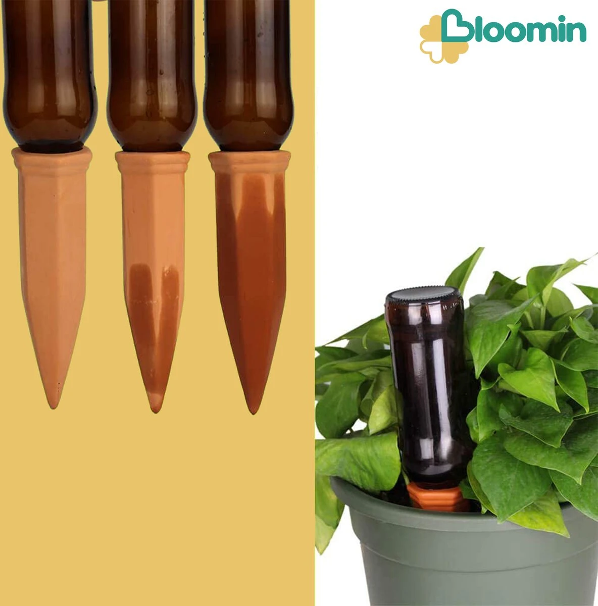 Bloomin Waterdruppelaar Van Terracotta - Waterdruppelaar Voor Planten - Druppelsysteem - Irrigatiesysteem - Watergeefsysteem - Bewateringssysteem - 8 Stuks - Afbeelding 3
