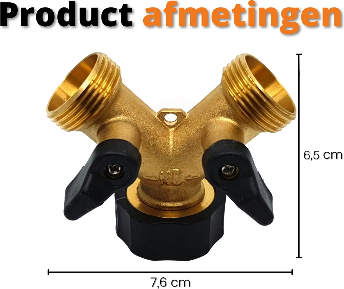 Horvitus Waterverdeler 2 Weg - Y Stuk Kraan Splitter - Voor Europese Kranen - Messing - Afbeelding 2