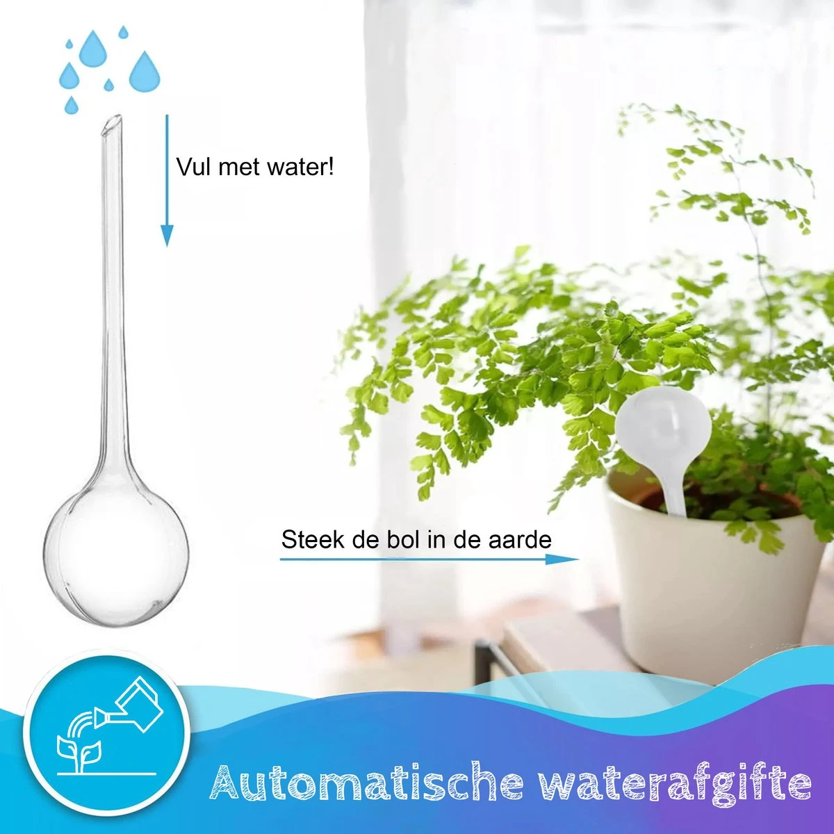 Summer Spark Waterdruppelaar Voor Planten 6 Stuks Transparant – 27 CM X 8 CM – 250 ML – Automatisch Watergeefsysteem Voor Kamerplanten – Planten Watergever Met Druppelsysteem – Waterbol - Afbeelding 4