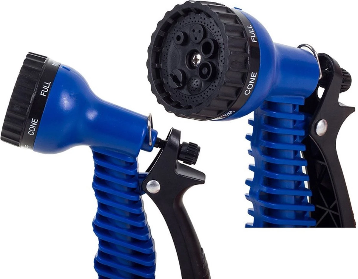 Uitrekbare Tuinslang Tot 15 Meter - Tuinsproeier Met 7 Verschillende Standen - Tuin Besproeien - Sproeikop - Blauw - Flexibel Elastisch - Afbeelding 2